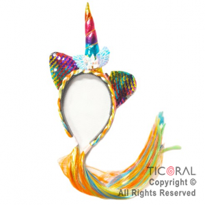 VINCHA UNICORNIO MULTICOLOR CON TRENZAS X 1